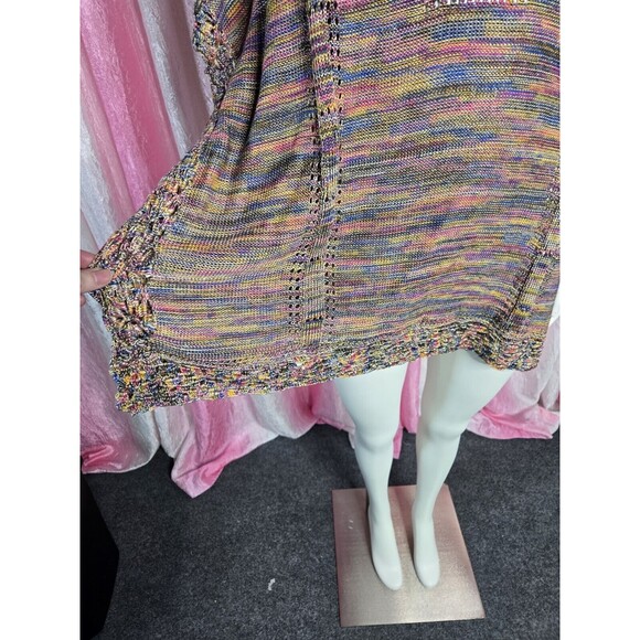Democracy Colorful Crochet Knit Semi Sheer Long Top Size Small Medium - Picture 8 of 16